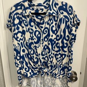 Rose & Olive Navy and White Button Down Shirt